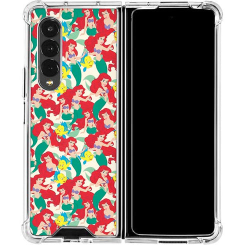 Disney The Little Mermaid Ariel and Flounder Pattern Galaxy Z Fold4 5G Clear Case