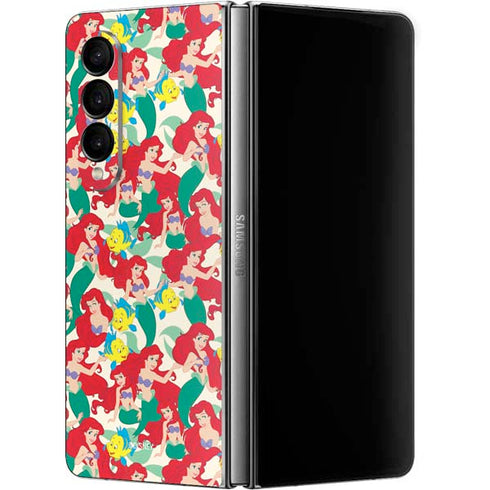 Disney The Little Mermaid Ariel and Flounder Pattern Galaxy Z Fold4 5G Skin