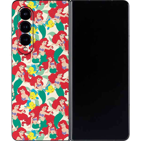 Disney The Little Mermaid Ariel and Flounder Pattern Galaxy Z Fold4 5G Skin