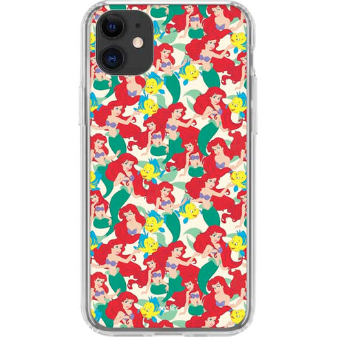Disney The Little Mermaid Ariel and Flounder Pattern iPhone 11 Clear Case
