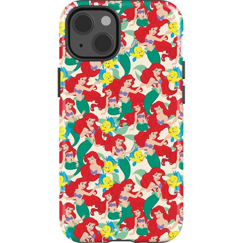 Disney The Little Mermaid Ariel and Flounder Pattern iPhone 15 Impact Case