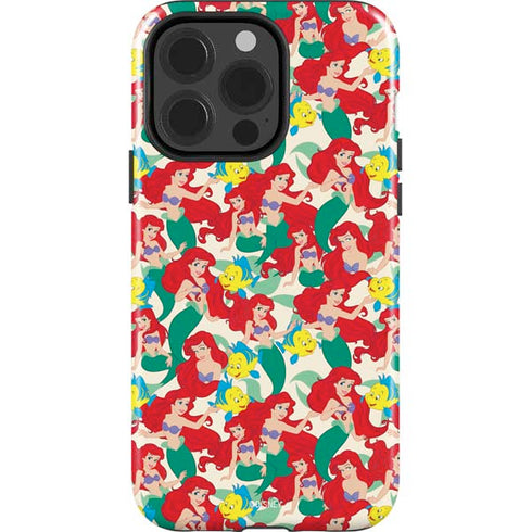 Disney The Little Mermaid Ariel and Flounder Pattern iPhone 15 Pro Impact Case