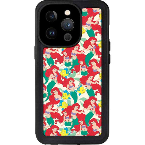 Disney The Little Mermaid Ariel and Flounder Pattern iPhone 14 Pro Waterproof Case