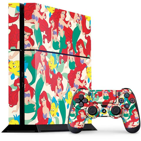 Disney The Little Mermaid Ariel and Flounder Pattern PS4 Console and Controller Bundle Skin