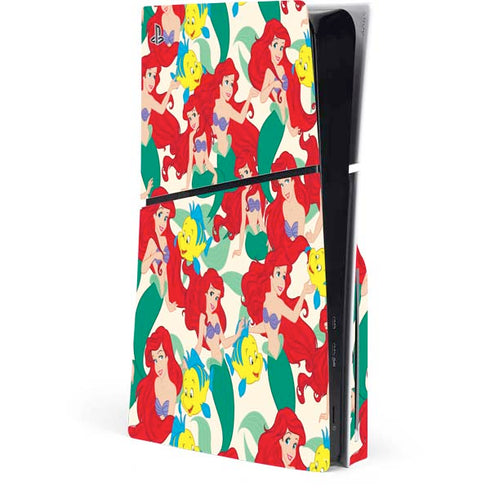 Disney The Little Mermaid Ariel and Flounder Pattern PS5 Slim Disk Console Skin