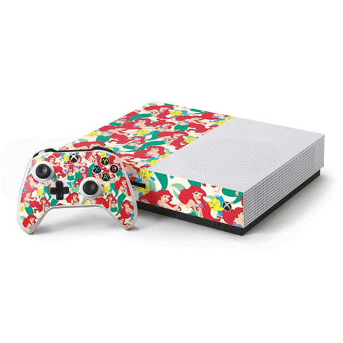 Disney The Little Mermaid Ariel and Flounder Pattern Xbox One Skins