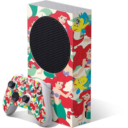Disney The Little Mermaid Ariel and Flounder Pattern Xbox Series S Skins