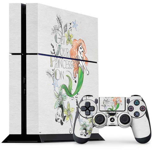 Disney The Little Mermaid Ariel and Flounder Art PS4 Console and Controller Bundle Skin