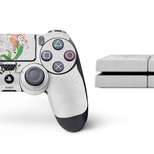 Disney The Little Mermaid Ariel and Flounder Art PS4 Console and Controller Bundle Skin