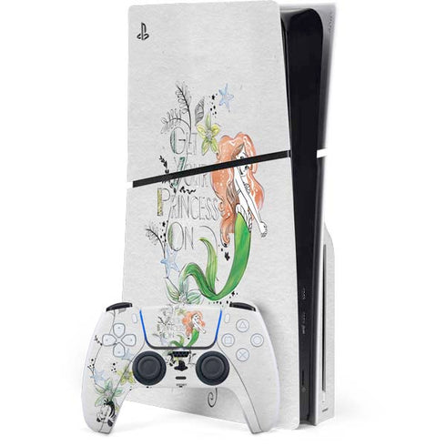 Disney The Little Mermaid Ariel and Flounder Art PS5 Slim Disk Bundle Skin