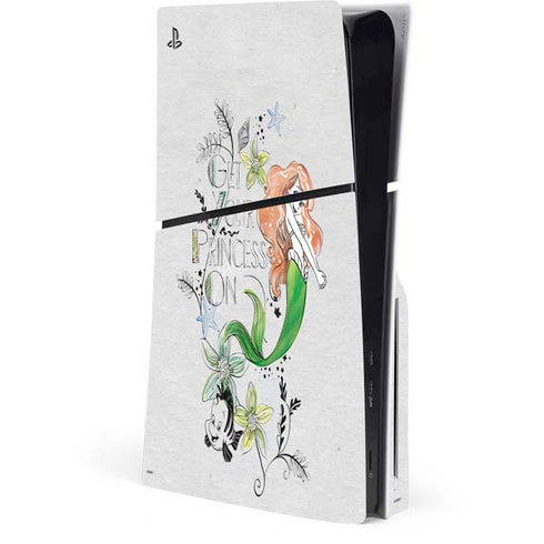 Disney The Little Mermaid Ariel and Flounder Art PS5 Slim Disk Console Skin