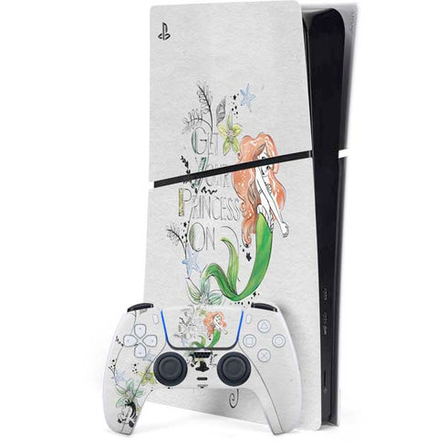 Disney The Little Mermaid Ariel and Flounder Art PS5 Slim Digital Edition Console Skin