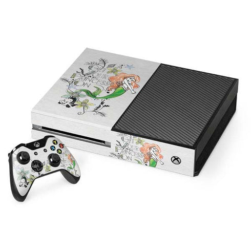 Disney The Little Mermaid Ariel and Flounder Art Xbox One Console and Controller Bundle Skin