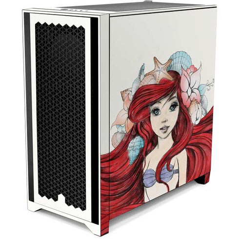 Disney The Little Mermaid Ariel Illustration Corsair 4000D Tempered Glass Mid-Tower ATX Case Skin