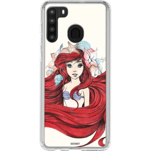 Disney The Little Mermaid Ariel Illustration Galaxy A21 Clear Case