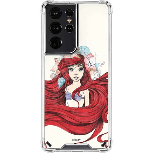 Disney The Little Mermaid Ariel Illustration Galaxy S21 Ultra 5G Clear Case