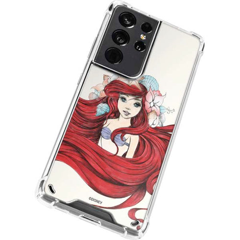 Disney The Little Mermaid Ariel Illustration Galaxy S21 Ultra 5G Clear Case