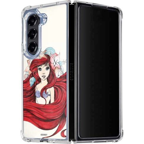 Disney The Little Mermaid Ariel Illustration Galaxy Z Fold5 5G Clear Case