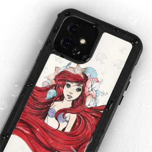 Disney The Little Mermaid Ariel Illustration iPhone 12 Mini Waterproof Case