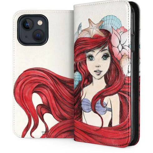 Disney The Little Mermaid Ariel Illustration iPhone 15 Plus Folio Case
