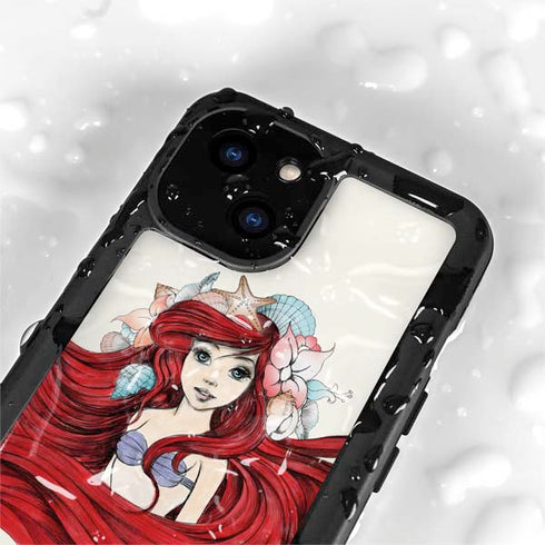 Disney The Little Mermaid Ariel Illustration iPhone 15 Plus Waterproof Case