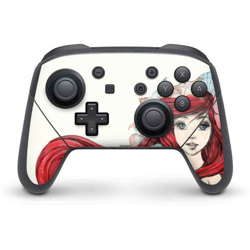 Disney The Little Mermaid Ariel Illustration Nintendo Switch Pro Controller Skin
