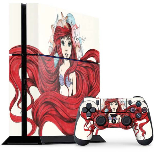 Disney The Little Mermaid Ariel Illustration PS4 Console and Controller Bundle Skin