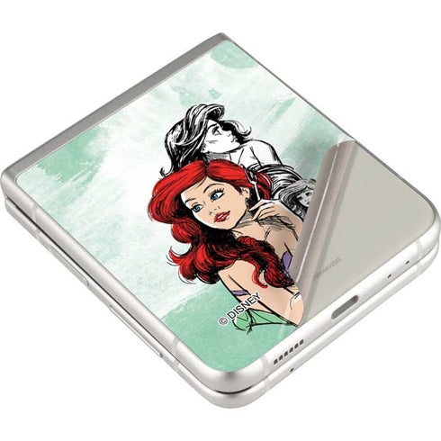 Disney Princess Ariel Sketch Art Galaxy Z Flip3 5G Skin