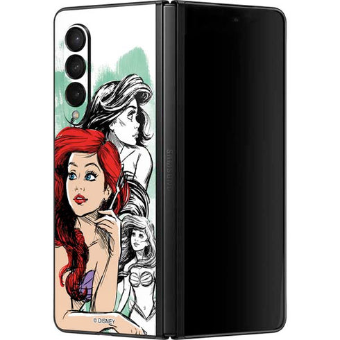 Disney Princess Ariel Sketch Art Galaxy Z Fold3 5G Skin