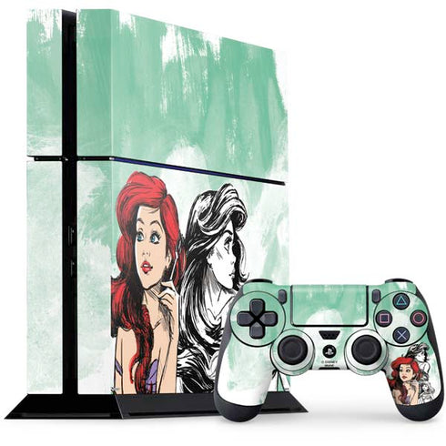 Disney Princess Ariel Sketch Art PS4 Console and Controller Bundle Skin