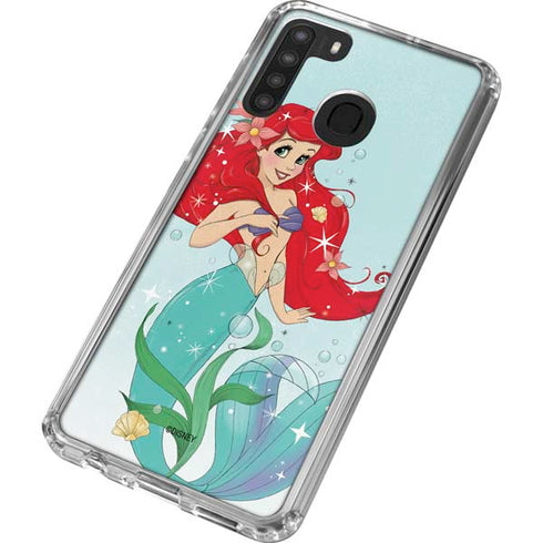 Disney The Little Mermaid Ariel Sparkles Art Galaxy A21 Clear Case
