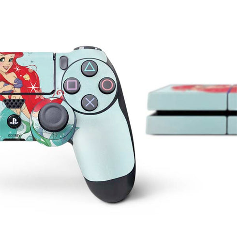Disney The Little Mermaid Ariel Sparkles Art PS4 Console and Controller Bundle Skin