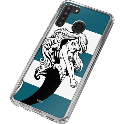 Disney The Little Mermaid Ariel Stripes Galaxy A21 Clear Case