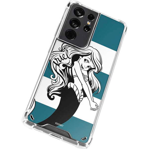 Disney The Little Mermaid Ariel Stripes Galaxy S21 Ultra 5G Clear Case