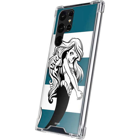 Disney The Little Mermaid Ariel Stripes Galaxy S22 Ultra Clear Case