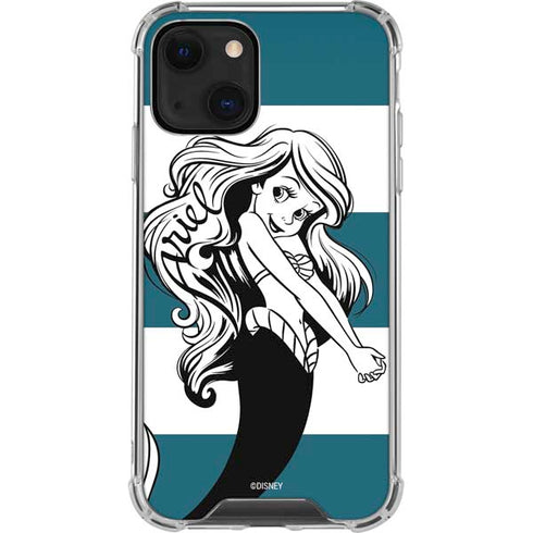 Disney The Little Mermaid Ariel Stripes iPhone 13 Mini Clear Case