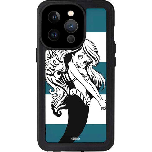 Disney The Little Mermaid Ariel Stripes iPhone 14 Pro Waterproof Case