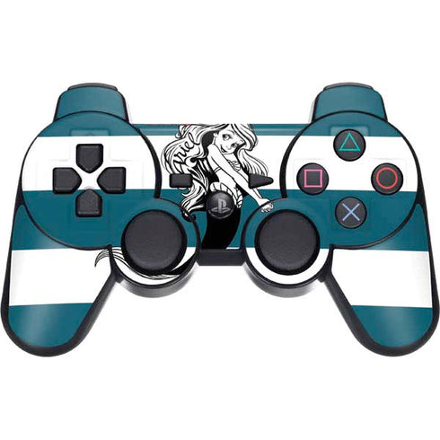 Disney The Little Mermaid Ariel Stripes PS3 Dual Shock wireless controller Skin