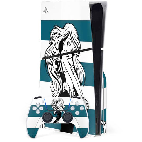 Disney The Little Mermaid Ariel Stripes PS5 Slim Disk Bundle Skin