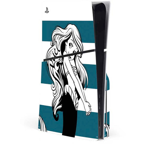 Disney The Little Mermaid Ariel Stripes PS5 Slim Disk Console Skin