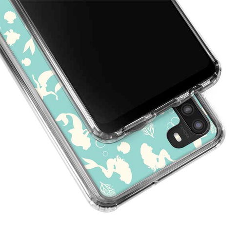 Disney The Little Mermaid Character Silhouette Pattern Galaxy A21 Clear Case