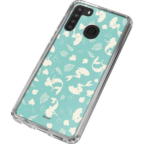 Disney The Little Mermaid Character Silhouette Pattern Galaxy A21 Clear Case