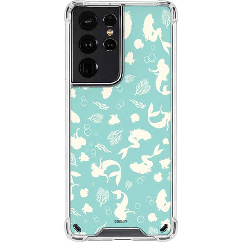 Disney The Little Mermaid Character Silhouette Pattern Galaxy S21 Ultra 5G Clear Case