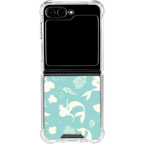 Disney The Little Mermaid Character Silhouette Pattern Galaxy Z Flip5 5G Clear Case