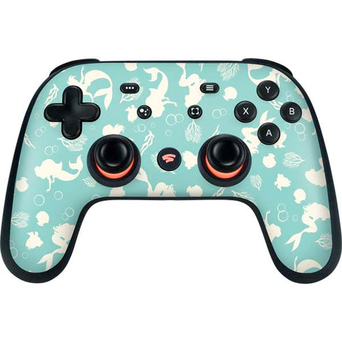 Disney The Little Mermaid Character Silhouette Pattern Google Stadia Controller Skin