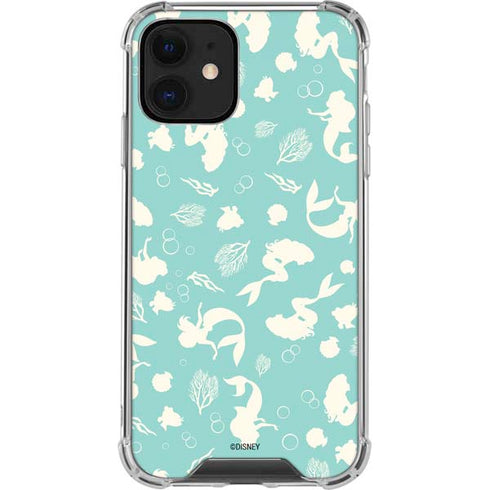 Disney The Little Mermaid Character Silhouette Pattern iPhone 12 Clear Case