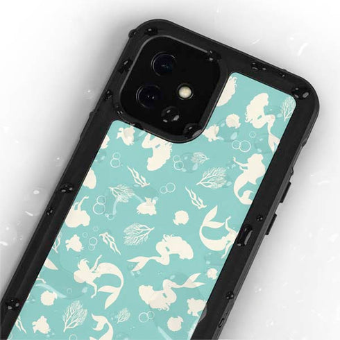Disney The Little Mermaid Character Silhouette Pattern iPhone 12 Mini Waterproof Case