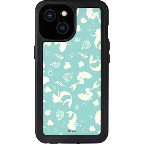 Disney The Little Mermaid Character Silhouette Pattern iPhone 13 Mini Waterproof Case