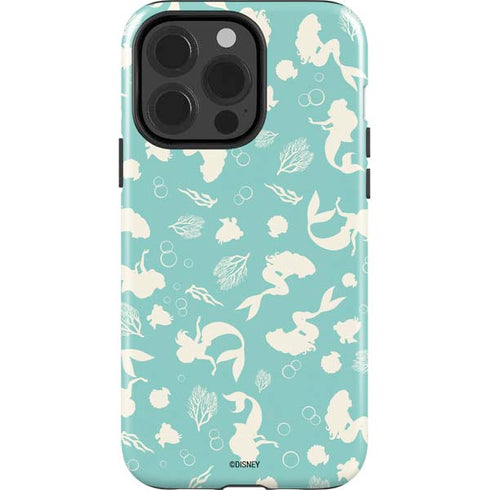 Disney The Little Mermaid Character Silhouette Pattern iPhone 15 Pro Impact Case