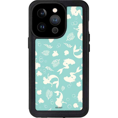 Disney The Little Mermaid Character Silhouette Pattern iPhone 14 Pro Waterproof Case